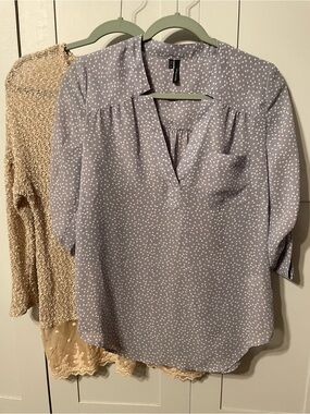 Bundle Maurices Lavender Dot Split V-Neck Blouse and Fiancée Knit and lace .